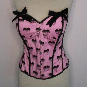 Hell Bunny Corset Valentines Pink Black Hearts XL
